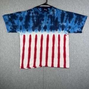 Sun Dog Shirt Mens XL Tie Dye Hand Dye USA Flag Tee Red White & Blue Vintage